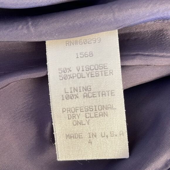 Chetta B Vintage 90's Genuine Mink Trimmed Two Piece Blue Gray Skirt Suit Size 4 - Picture 8 of 9